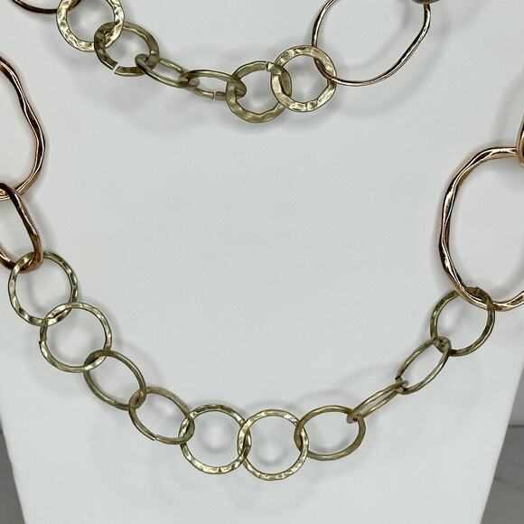 Chicos Chunky Hammered Metal Chain Link Statement Necklace ✨ - Picture 5 of 10